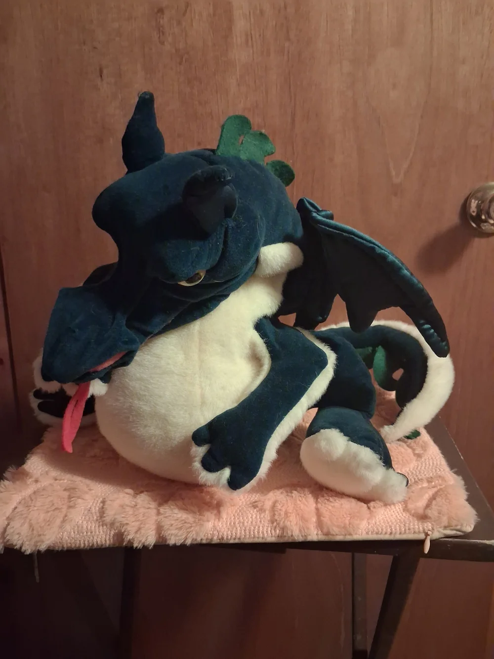 Plush Dragon PUPPET- Deep Teal and White.. THIS IS A PUPPET